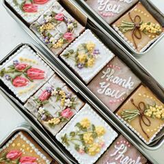 春のお花アイシングクッキー缶の画像