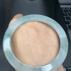 本翡翠バングル　細身　アイス系　ミャンマー産　漂花