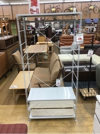 KP-9【ご来店頂ける方限定】無印良品　スチールユニットシェルフ　バスケット付き