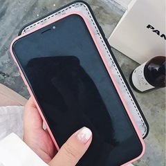 新品未使用　マーブル大理石柄ワンポイントiPhoneケース　iPhone7plus / 8  ピンクxリップの画像