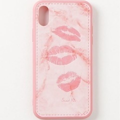 新品未使用　マーブル大理石柄ワンポイントiPhoneケース　iPhone7plus / 8  ピンクxリップの画像