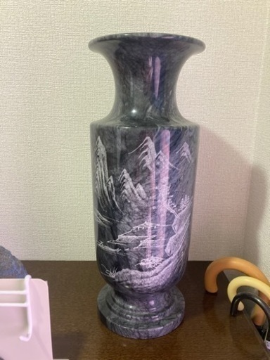 ツボ 壺 骨董 山水画　花瓶　花器　傘立て　古美術 オブジェ　玄関飾り