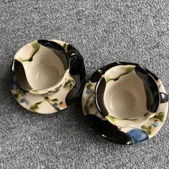☆陶器コーヒーペアカップ☆中古品の画像