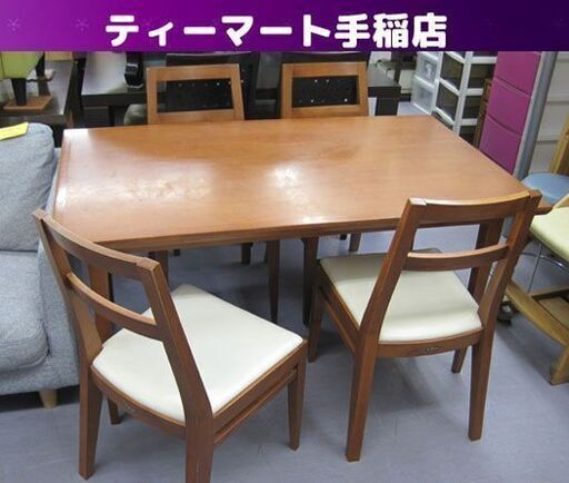 格安！ 4人掛け ダイニングセット 椅子4脚 テーブル 食卓 レザー調 木製 家具 大型 札幌市 手稲区