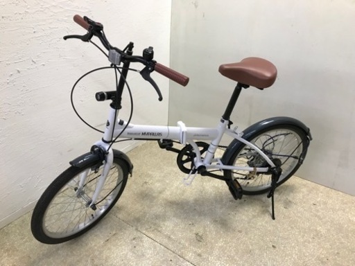 折りたたみ自転車 白 6段ギア