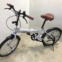 折りたたみ自転車　白　6段ギア