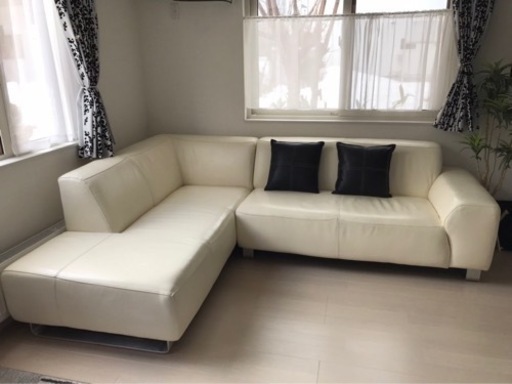 本革L字ソファー