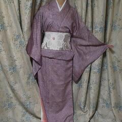 正絹紫袷絞り着物～LLサイズと白名古屋帯セット本日まで、掲載終了...