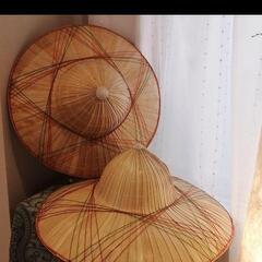 台湾伝統農具　ヤシ葉の帽子　2個セット　アジアン　インテリアにもの画像