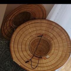 台湾伝統農具　ヤシ葉の帽子　2個セット　アジアン　インテリアにもの画像