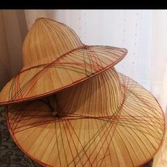台湾伝統農具　ヤシ葉の帽子　2個セット　アジアン　インテリアにもの画像