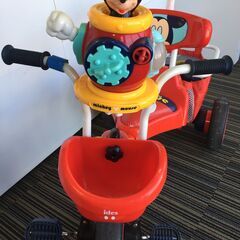 ♪ミッキーマウス アイベーシック ポップンカーゴ三輪車 レッド 赤 手押し棒 アイデス㈱ (NF220403) 412-8の画像