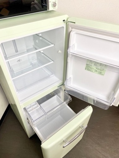 激安‼️大人気カラーセット レトロ風デザイン 18年製 エディオンレトロ 冷凍冷蔵庫ANG-RE151-A1 19年製 エディオンレト