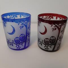 江戸硝子　ふくろうのコップの画像