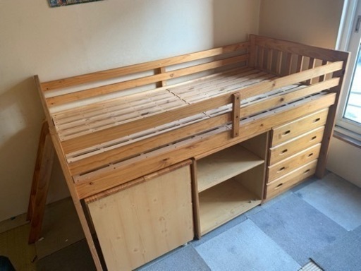 システムベッド 机棚タンスつき ハシゴタイプ