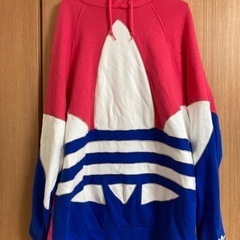 adidasパーカー　ピンク　ブルー　2XL