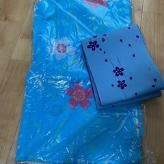 浴衣　激安　水色　花柄　帯付き