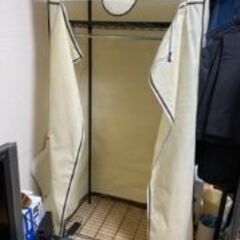 山善 ハンガーラック 幅74×奥行45×高さ162cm カバー付...