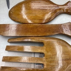 ★飲食店向け　木製　スプーン　フォーク　ナイフ　オブジェ　置物　壁掛け　インテリア雑貨の画像