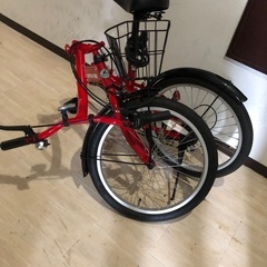 CAPTAIN STAG 折りたたみ自転車 レッド 20インチの画像