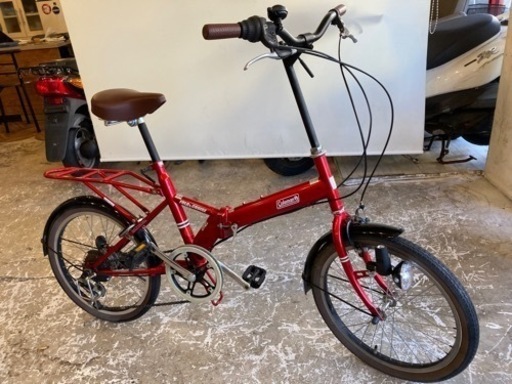 【キャリア付き】6段変速　20インチ　折りたたみ自転車　レッド