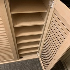 【美品】下駄箱　シューズボックス　90cm幅　北欧　扉付きの画像