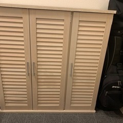 【美品】下駄箱　シューズボックス　90cm幅　北欧　扉付きの画像