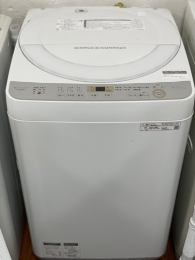 送料・設置込み　洗濯機　6kg SHARP 2019年