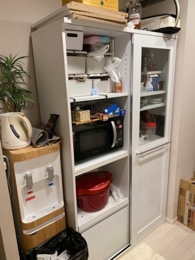超美品 ホワイト 100センチ大容量食器棚