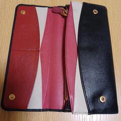 ★プラダ★長財布 サフィアーノマルチカラー 黒&ピンクの画像
