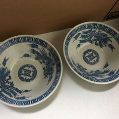 【アンティーク骨董】2個セット 未使用品 ラーメン鉢皿 喜 喜 ...