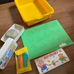 粘土セット　クレヨン　お道具箱　5点セット
