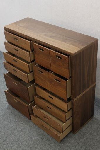 無印良品 スタッキングシェルフ 2×2 ウォールナット チェスト4つセット MUJI 収納家具 中古 店頭引取歓迎 R5652)