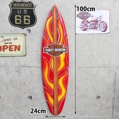 🏍サーフボード　壁飾り　ウォールアート　ハーレーダビットソン　ファイヤー　炎の画像