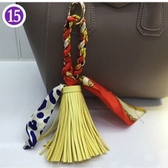 ハンドメイドリボンダッセルキーホルダー肌触りが良いシルク質感 の画像