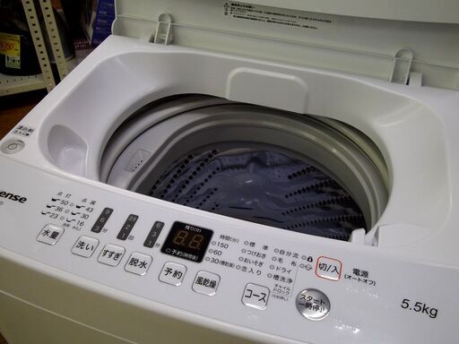2019年製 5.5kg ハイセンス HW-T55D ホワイト 幅540mm×奥540mm×高880mm 家電 全自動電気洗濯機 コンパクト 小さめ Hisense 5.5キロ 札幌 厚別店