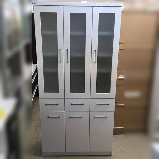 J941 ニトリ 食器棚 ダイニングボード Nバンダ 80D ホワイト 872×412×1800 クリーニング済み