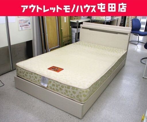 セミダブルベッド  フレーム&マットレス 2点セット 引き出し付き コンセント付き 電気付き アイボリー系 ☆ 札幌市 北区 屯田