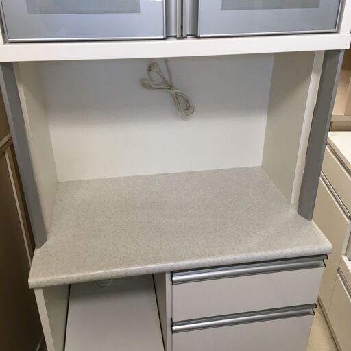 J943 ニトリ 食器棚 オープンキッチンボード モデナ 80KB WH ホワイト 804×500×2003 クリーニング済み