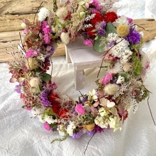 花々のナチュラルリース　tjw