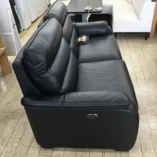 4/7 【✨本革で高級感あるブラック✨】 定価¥179,000 NITORI ニトリ  3人掛け 3P 電動リクライニングソファ 本革