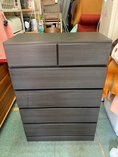 【リサイクルサービス八光　田上店　配達・設置OK】ダークブラウン　5段チェスト