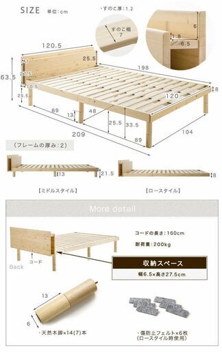 受付4/22まで【最終値下】セミダブル宮付きベッドフレーム