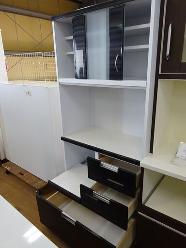 ノダ工芸　キッチンボード　90幅オープン食器棚　クリーム【愛品倶楽部柏店】