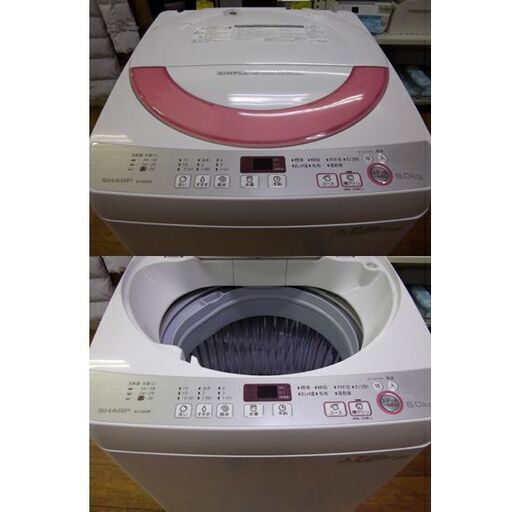 洗濯機 6.0㎏ 2016年製 全自動洗濯機 シャープ ES-GE60R ピンク 大きめ 