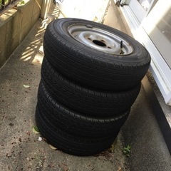 サニトラ　取り外しノーマルタイヤ　スチールホイール付　155R1...