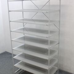 無印良品 ユニットシェルフ 幅86 追加棚×9 帆立×2 クロスバー ×2 グレー MUJI 収納家具 中古家具 店頭引取歓迎 R5667)