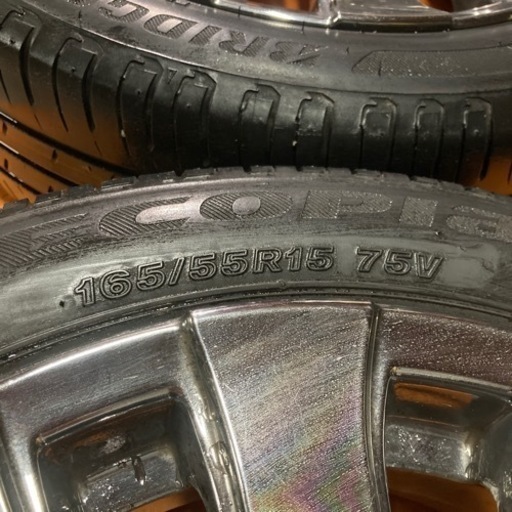 ?165/55R15 4分山ラジアルタイヤ、アルミセット