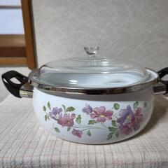 お取り引き決まりました。【新品】高級硬質ホーロー卓上両手鍋【箱いり】