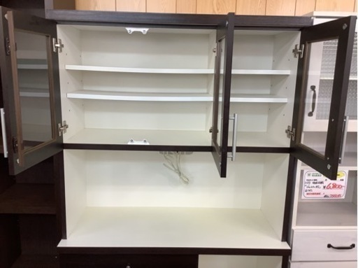 【リサイクルサービス八光　田上店　配達・設置OK】展望株式会社　ダークブラウン&ホワイト　ラーク100-OP　大型食器棚